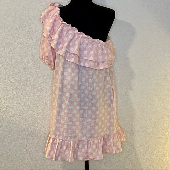 Lisa Marie Fernandez x Target Polka Dot One Shoulder Linen Dress - Picture 3 of 9